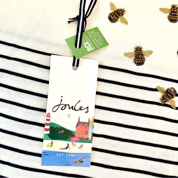 Joules Riviera Embroidered Beaded Bees Short Sleeve Dress Size 2 - Picture 6 of 11